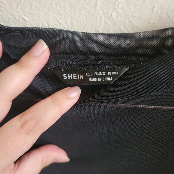 Large SHEIN Black Mesh Crop Top - Picture 3 of 4